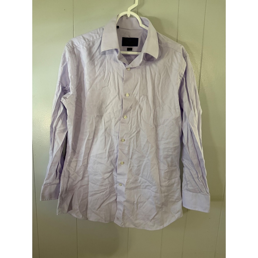 David Donahue Dress Shirt Mens 16.5 32/33 Trim Micro Texture Purple EUC
